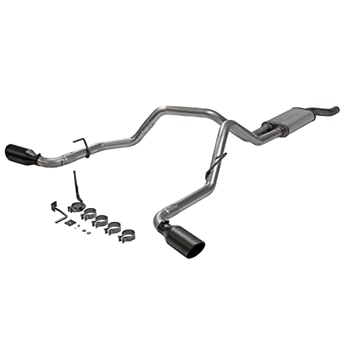 Flowmaster 718103 FlowFX Cat-Back Exhaust Kit 2.5 Inch Dual Side Exit 409 Stainless Steel 4.5 Inch Black Ceramic Stainless Tips Compatible with 2005-2019 Nissan Frontier 4.0L V6 2/4WD all Wheelbases