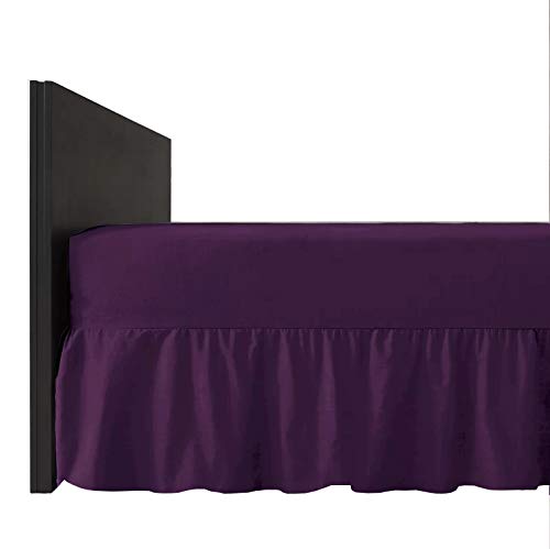 COMFORTESY Plain Dyed Extra Deep Fitted Valance Sheet – Poly-Cotton, Machine Washable, Easy Care - Available in 20 Colours (Plum, Pillow Case Pair)