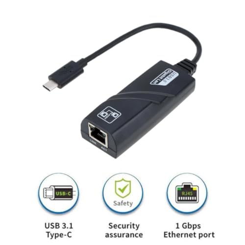 Adaptador de Rede Conversor USB 3.1 TYPE-C Para RJ45 10/100/1000 Gigabit Ethernet 1000mpbs