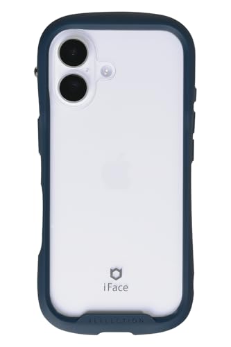 iFace Reflection iPhone 17 ケース クリア 強化ガラス (ネイビー)【 iphone17 ケース アイフォン17 カバー スマホケース 透明 耐衝撃 ストラップホール付き クリアケース 】
