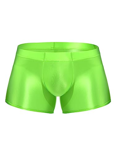 Men's Low Rise Glossy Bulge Pouch Boxer Brief Underwear Male Swimming Shorts Trunks