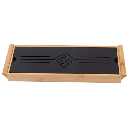 Baxnore Traditional Chinese Tea Tray with Drainage Holes Kung Fu Tea Ceremony Serving Tray Natural Material 38.5 x 13.4 x 3.8cm Rectangular Tea Plate for Home Office Use