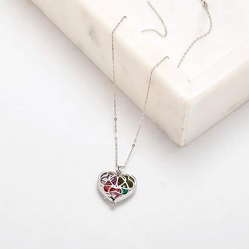 Eve's Addiction Sterling Silver Personalized 6Mm Round Simulated Birthstone Heart Caged Locket (16" Chain) Personalized Mother's Necklace For Mother's Day Gifts #TOP6