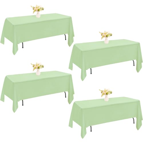 Image of 4 Pack Rectangle Tablecloth 60x102 Inch Sage Green Washable Polyester Table Cover for Wedding Dining Table Parties Banquet(60x102 Sage Green)