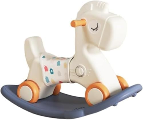 Vzqr ロッキングホース 子供用 乗用おもちゃ 赤ちゃん向け 室内用 安全ベルト付き 木製フレーム やわらかクッション バランス感覚育成 1-3歳 誕生日・出産祝い ブラウン (オレンジ)
