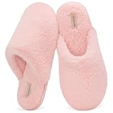 Snug Leaves Women's Fluffy Memory Foam Slip On Slippers with Cosy Faux Fur Lined House Shoes for Ladies Pink, 7-8 UK