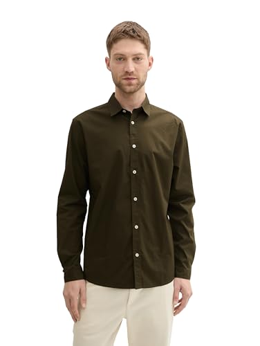 TOM TAILOR Herren Regular Fit Business Hemd mit Stretch, 11172 - Dark Rosin Green, XXL – Ansicht 1