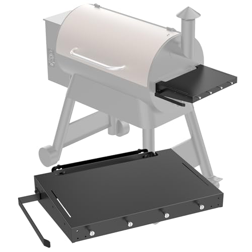 BBQtopia Foladable Grill Side Shelf for Traeger Grills Grill Shelf with Hooks and Paper Towel Hoder for Traeger Pro 22 Pro 34 Pro 575 Pro 780 and Other to Add Storage Space