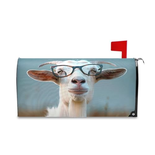 Wassud Funny Goat Mailbox Cover Magnetic Mailbox for Garden Home Post Letter Box Cover Decorations Standard Size 18