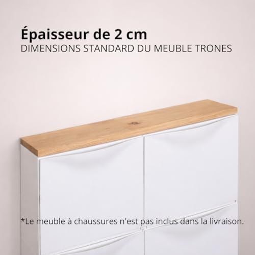 RETIMBER Works Trones Plaque en Bois de chêne, pour 2 trônes, 102,6 x 15,9 x 2 cm, Plaque de recouvrement pour Armoire à Chaussures, Plateau en chêne Massif