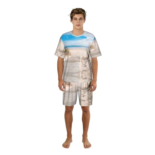 Pyjama d'été pour homme col rond contre la chaleur nocturne
