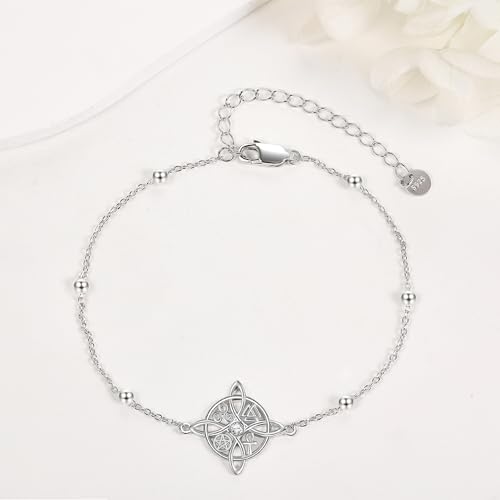Image of YAFEINI Nudo de Bruja Plata 925 Original Witches Knot Anklet Sterling Silver Witch Foot Jewelry Witchy Gifts for Women