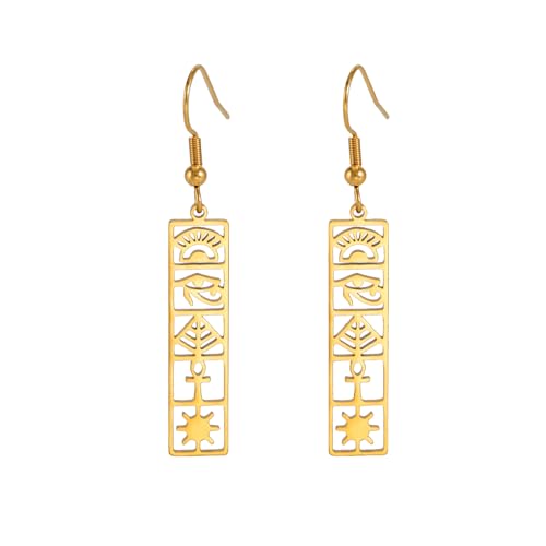 Boucles d'oreilles en Cartouche Personnalisées - Amulette Ancienne Égypte - Bijoux or1