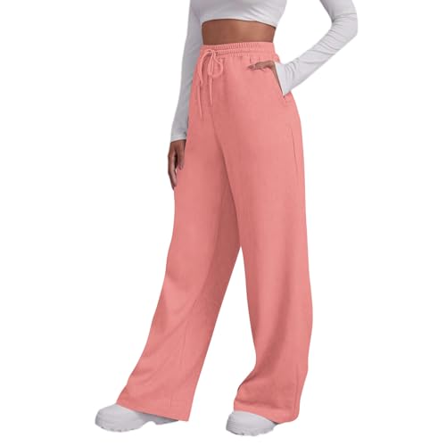 Wide Leg Sweatpants Women Fashion Plus Size Baggy Sweat Pants Drawstring High Waist Casual Lounge Trousers Winter Clothes,Watermelon Red Womens Winter Clothes L