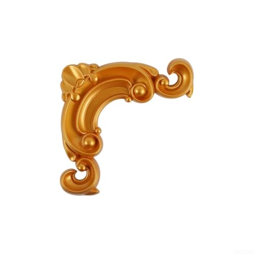 PVC-Eck-Blumen-Aufkleber-Set, 4 Stück, für Tür, Schrank, Bettumrandung, dekorative Aufkleber im Retro-Stil (Gold)