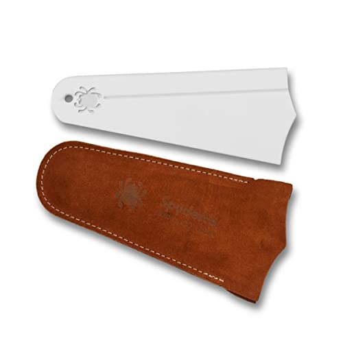 Spyderco Fine Grit Golden Stone Sharpener - Alumina Ceramic, Duckfoot Shape, Versatile Sharpening Device, with Suede Case - Model 308F