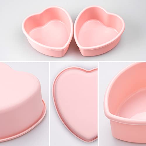 Dootafy 4 Pack Mini Heart Cake Pan, 4 Inch Silicone Heart Cake Mold Baking Pan Nonstick Heart Shaped Molds for Valentine’s Day Anniversary Birthday Cake Snack Tart Muffin Cupcake Cheesecake Baking