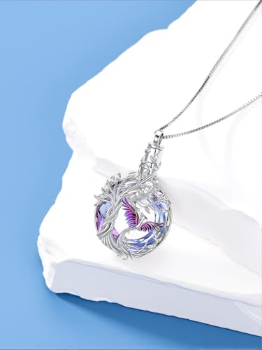 TOUPOP Phoenix Urn Necklace Cremation Jewelry for Ashes 925 Sterling Silver Crystal Phoenix Pendant with Funnel Filler Memorial Jewelry Gifts for Women2