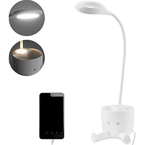 LUMILED Schreibtischlampe Tischleuchte Nachttischlampe LED weiß Leselampe Cover