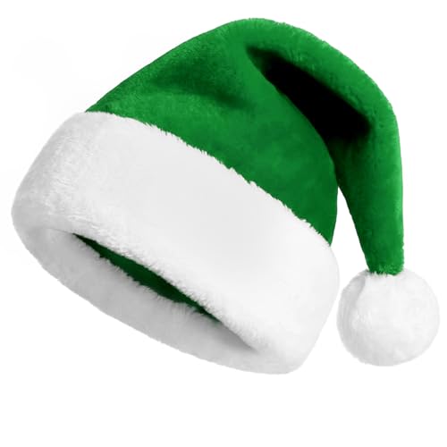 KONVINIT Verde Natalício para Adultos Gorro de Pai Natal Gorro de Papai Noel para Homem Mulher Chapéu de Natal Gorro de Elfo de Natal, verde