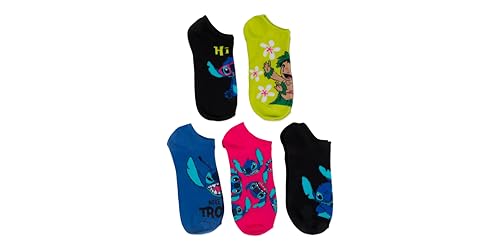 Disney Women's Lilo & Stitch 5 Pack No Show Socks