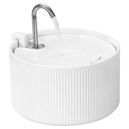 Image of Upgrade Ceramic Cat Water Fountain, 2.2L /78oz Ceramic Cat Fountain, Automatic Ceramic Water Fountain for Cats, Pet Water Fountain with Ultra-Quiet Pump (White)