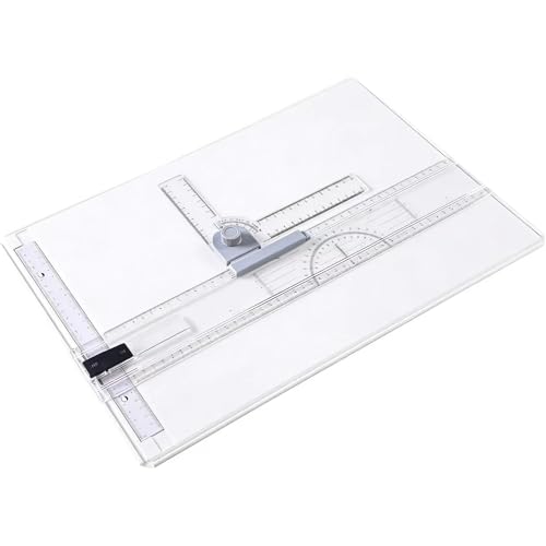 Juego de tablas de dibujo A3, mesa de dibujo métrica multifunción con regla clara, movimiento paralelo y ángulo ajustable, para bocetos gráficos y dibujos técnicos