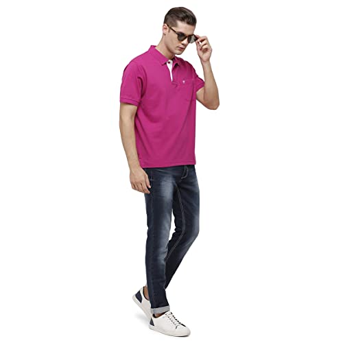 Image of Classic Polo Mens Cotton Blend Solid Half Sleeve Regular Fit Polo Neck T-Shirt