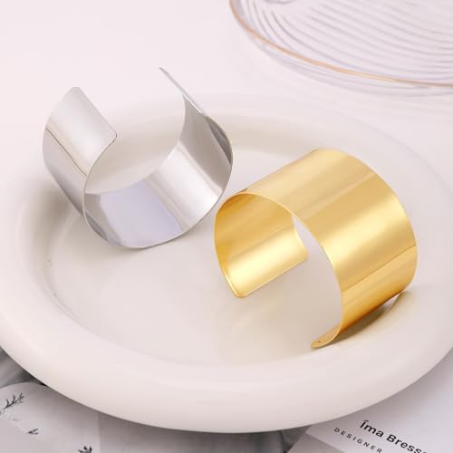 2Pcs Cuff Bangle Bracelet for Women Open Wide Wire Bracelets Gold Wrist Cuff Wrap Bracelet Adjustable4