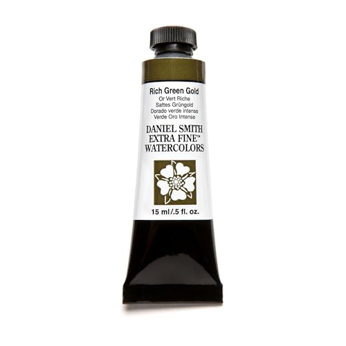 DANIEL SMITH Extra Fine Watercolor 15ml Paint Tube, Rich Green Gold, 0.5 Fl Oz (Pack of 1)