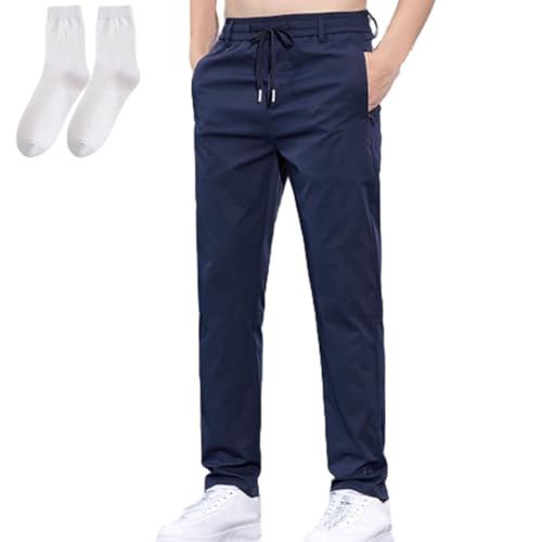 Meshirons - Ice Silk Mesh Panel Casual Pants, linochic Elastic No Constraints Breathable Quick-Drying Trousers with Pockets