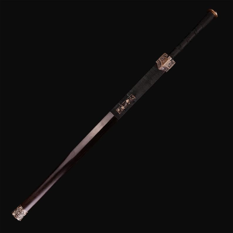 Miniatura 3 de Quan Handmade Chinese Sword Real Sword Eight-Faced Han Sword Forged in Damascus Steel Pure Copper Han Sword Accessories