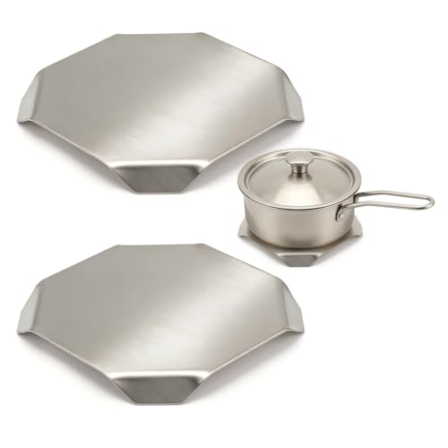 2er-Set Topfuntersetzer Edelstahl, Robuste Topfhalter mit integriertem Design, Hitzebeständig bis 260°C, Stapelbar & Platzsparend für Töpfe, Pfannen, Arbeitsplatten-Schutz
