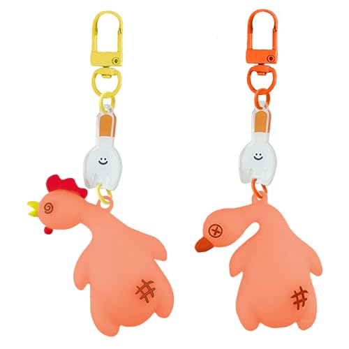 Llaveros de gallina – Llavero para coche, gallina asada con clip, 2 llaveros lindos para bolso y coche con colgante que cambia de color – Idea de regalo para hombres y mujeres