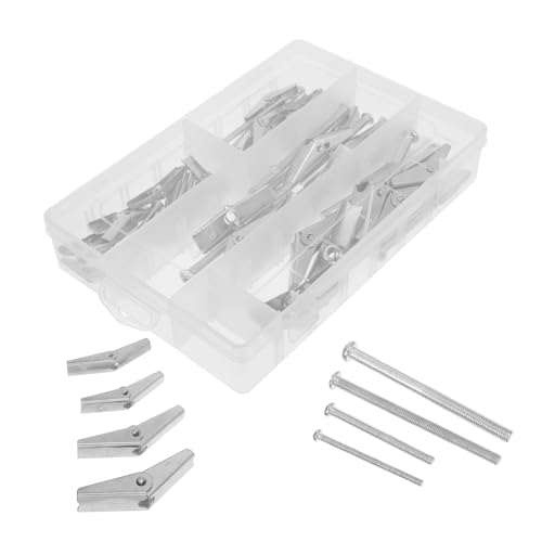 Cabilock Versatile 32pcs Iron Airplane Orchid Clip Toggle Bolt Set Metal Drywall Anchors Wing Nut DIY Hardware