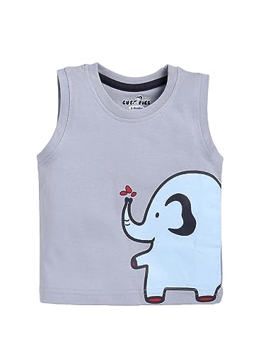 Image of CUTOPIES Boys & Girls Steel Grey Sleeveless T-shirt and Shorts Set (Pack of 1) Baby Boys' Clothing Sets