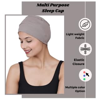 Image of The Headscarves Women Silky Soft Bamboo Viscose Sleep Cap for Hair Loss Chemo Headwear Skull Cap Free Size (Multicolor) (HS3 Multicolor)