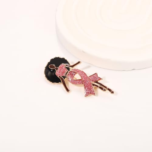 Image of Breast Cancer Awareness Pink Rhinestone Ribbon Pin - Faith Believe Women's Brooch, Survivor Lapel Pin for Cancer Month - Merchandise Accessories Decor