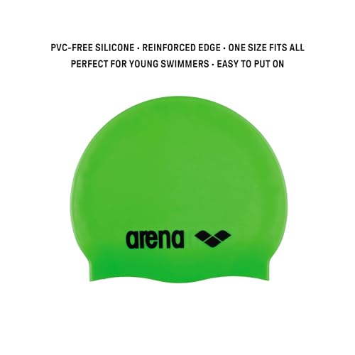 arena Classic Junior Unisex silikonowy czepek pływacki, dla chłopców i dziewczynek, ze wzmocnioną krawędzią, miękki i wytrzymały czepek pływacki
