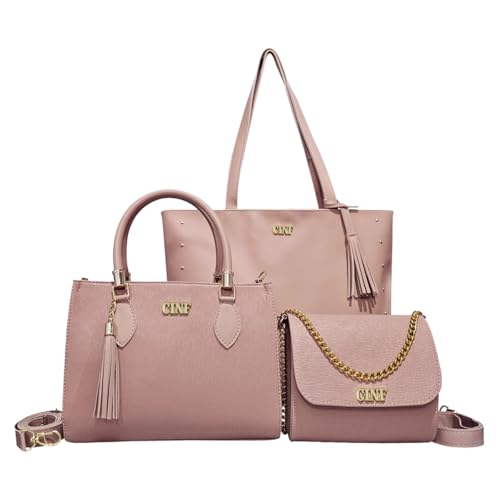 Kit Bolsa Sacola Grande + Transversal Média +Tira Colo Pequena (Rose)