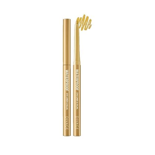Image of DIVAGE Waterproof Eye Liner & Kajal | 2-in-1 Eyeliner & Kohl Pencil | Lovely Gold, Smudge-Proof & Long-Lasting | Waterproof, Sweat-Resistant & Gentle on Eyes