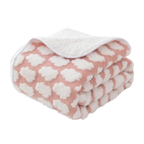 Amarrirose wasserdichte Hundedecke - 80x100 cm Maschinenwaschbar, Kuschelig weiche Sofadecke mit kuscheliger Polsterung, 3D strukturierte Wolken, Warme weiche Katzendecke, Rosa