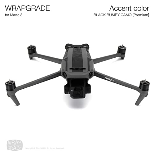 Image of WRAPGRADE Partial Skin Stickers for DJI Mavic 3 / Mavic 3 Classic Accent Color (Black Bumpy CAMO)
