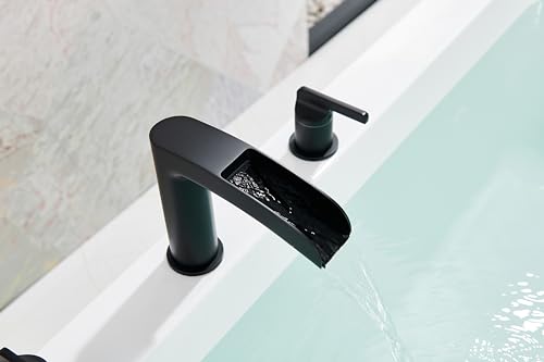 Sitges ST502-MATTE BLACK Waterfall Bathtub Faucet,Solid Brass Deck Mount Tub Faucet,2-Handle Roman Tub Faucet thumb #4