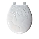 Mayfair 28EC 000 Rose Sculptured Molded Wood Toilet Seat with Lift-Off Hinges, Round, White