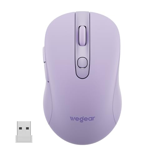 Image of wegear USB Wireless Mouse for Laptop PC Mac, 2.4GHz Cordless Mouse-Purple | Ergonomic Portable Optical Computer Mice with 6 Buttons, 5-Level Adjustable 4000 DPI,24-Month Battery Life