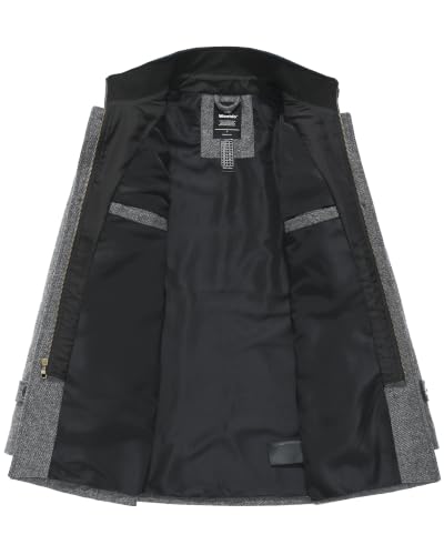 Image of Wantdo Men's Wool Blend Jacket Stand Collar Windproof Pea Coat