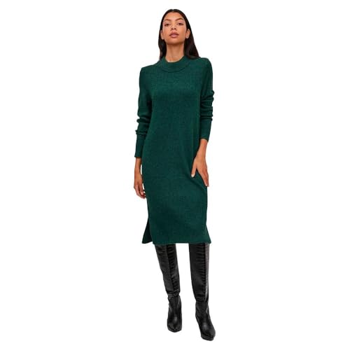Vila Damen Viril Crew Neck L/S Midi Dress - Noos Kleid, Pineneedle, XS EU