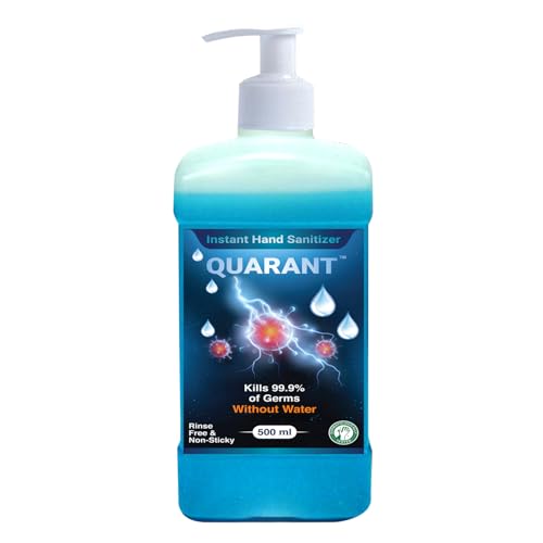 Image of QUARANT 80% Alcohol Based Instant Hand Sanitizer Pump, Kills 99.9% Germs, WHO Recommended Formula & FDA Approved, 500 ML (Pack of 1 Bottle)