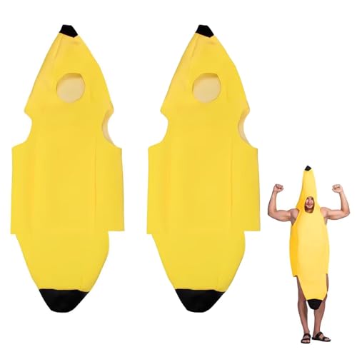 JBLJDWD Banana Costume Adult Halloween Costumes One Size Fits Most Lightweight and Comfortable Banana Costume Adult Easy to Wear and Remove Funny Costume for Adults/Kids (Yellow 2)